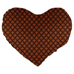 Halloween Palette Plaids Orange, Black Geometric  Large 19  Premium Heart Shape Cushions