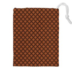 Halloween Palette Plaids Orange, Black Geometric  Drawstring Pouch (4xl) by ConteMonfrey