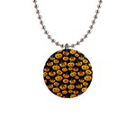 Jack O Lantern  1  Button Necklace Front