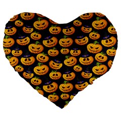 Jack O Lantern  Large 19  Premium Heart Shape Cushions by ConteMonfrey