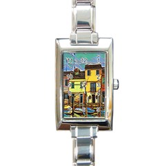 Colorful Venice Homes Rectangle Italian Charm Watch by ConteMonfrey