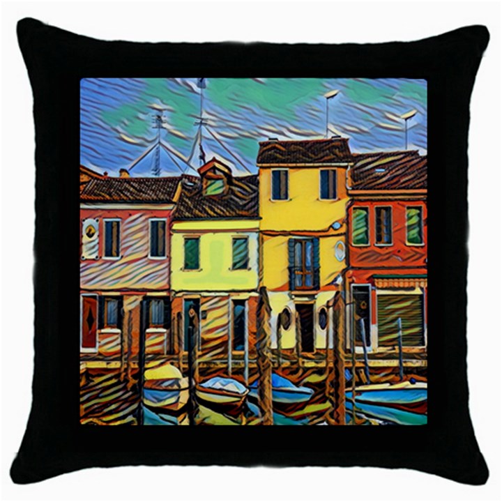 Colorful Venice Homes Throw Pillow Case (Black)