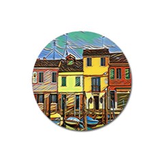 Colorful Venice Homes Magnet 3  (round) by ConteMonfrey