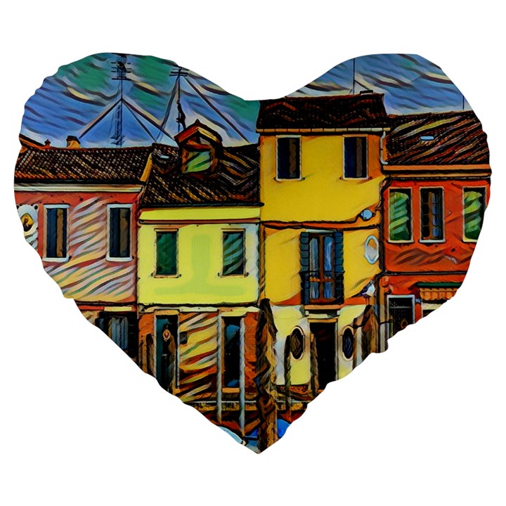 Colorful Venice Homes Large 19  Premium Heart Shape Cushions