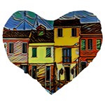 Colorful Venice Homes Large 19  Premium Heart Shape Cushions Back