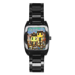 Colorful Venice Homes Stainless Steel Barrel Watch by ConteMonfrey