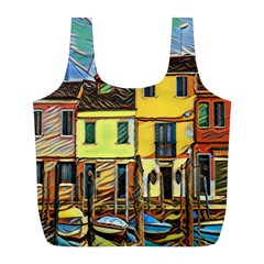 Colorful Venice Homes Full Print Recycle Bag (l) by ConteMonfrey