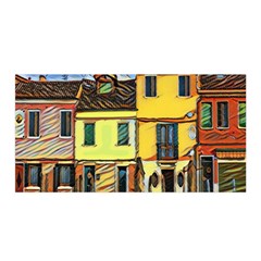 Colorful Venice Homes Satin Wrap 35  X 70  by ConteMonfrey