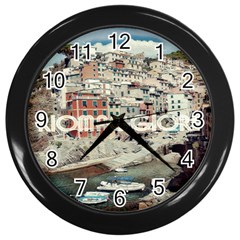 Riomaggiore - Italy Vintage Wall Clock (black) by ConteMonfrey