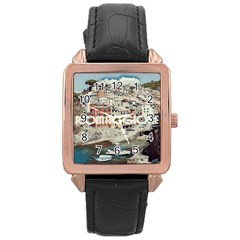 Riomaggiore - Italy Vintage Rose Gold Leather Watch  by ConteMonfrey