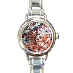 Summer Arabesque Round Italian Charm Watch by kaleidomarblingart