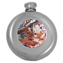 Summer Arabesque Round Hip Flask (5 Oz) by kaleidomarblingart