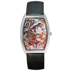 Summer Arabesque Barrel Style Metal Watch by kaleidomarblingart