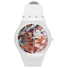 Summer Arabesque Round Plastic Sport Watch (m) by kaleidomarblingart