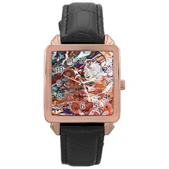 Summer Arabesque Rose Gold Leather Watch  by kaleidomarblingart