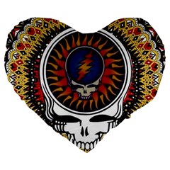 Grateful Dead Large 19  Premium Flano Heart Shape Cushions