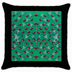 Beautiful Tropical Orchids Blooming Over Earth In Peace Throw Pillow Case (black) by pepitasart