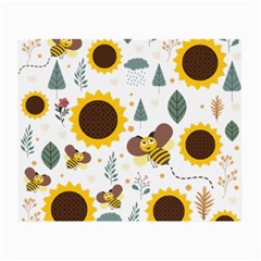 Nature Honeybee Sunflower Leaves Leaf Seamless Background Small Glasses Cloth