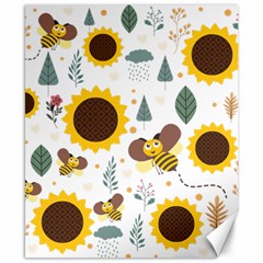 Nature Honeybee Sunflower Leaves Leaf Seamless Background Canvas 8  X 10 