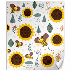 Nature Honeybee Sunflower Leaves Leaf Seamless Background Canvas 20  X 24 