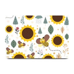 Nature Honeybee Sunflower Leaves Leaf Seamless Background Plate Mats