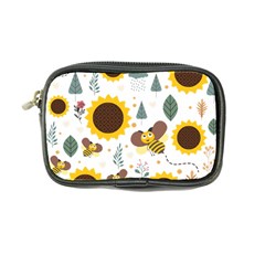 Nature Honeybee Sunflower Leaves Leaf Seamless Background Coin Purse