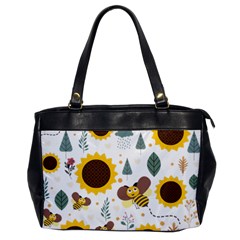 Nature Honeybee Sunflower Leaves Leaf Seamless Background Oversize Office Handbag by Jancukart