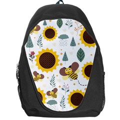 Nature Honeybee Sunflower Leaves Leaf Seamless Background Backpack Bag