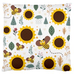 Nature Honeybee Sunflower Leaves Leaf Seamless Background Standard Flano Cushion Case (one Side)