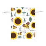 Nature Honeybee Sunflower Leaves Leaf Seamless Background Lightweight Drawstring Pouch (L) Front