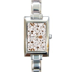 Brown Coffee Beans Pattern Rectangle Italian Charm Watch by Jancukart