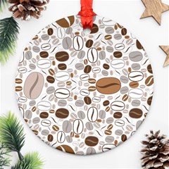 Brown Coffee Beans Pattern Ornament (round) by Jancukart