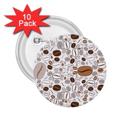 Brown Coffee Beans Pattern 2 25  Buttons (10 Pack)  by Jancukart