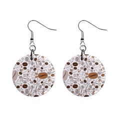 Brown Coffee Beans Pattern Mini Button Earrings