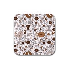 Brown Coffee Beans Pattern Rubber Coaster (square)