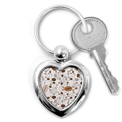 Brown Coffee Beans Pattern Key Chain (heart)