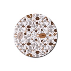 Brown Coffee Beans Pattern Rubber Coaster (round) by Jancukart