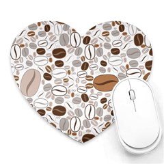 Brown Coffee Beans Pattern Heart Mousepads