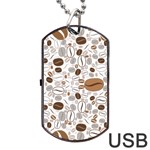 Brown Coffee Beans Pattern Dog Tag USB Flash (Two Sides) Front