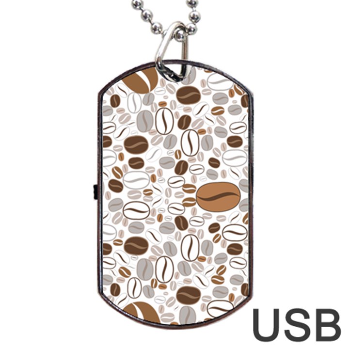 Brown Coffee Beans Pattern Dog Tag USB Flash (Two Sides)