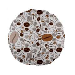 Brown Coffee Beans Pattern Standard 15  Premium Round Cushions by Jancukart