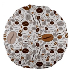 Brown Coffee Beans Pattern Large 18  Premium Round Cushions