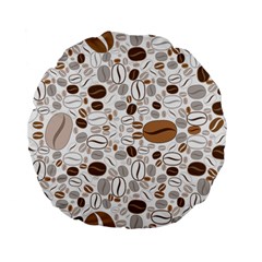 Brown Coffee Beans Pattern Standard 15  Premium Flano Round Cushions by Jancukart