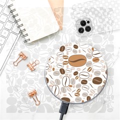 Brown Coffee Beans Pattern Wireless Charger by Jancukart