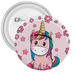 Cartoon Unicorn Fantasy 3  Buttons