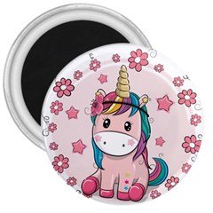 Cartoon Unicorn Fantasy 3  Magnets