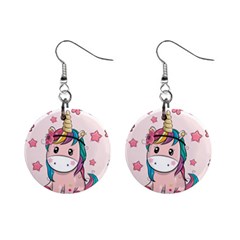 Cartoon Unicorn Fantasy Mini Button Earrings by Jancukart