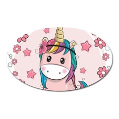 Cartoon Unicorn Fantasy Oval Magnet