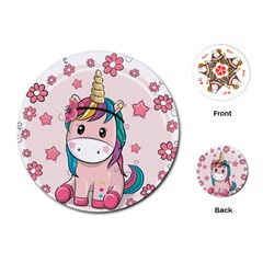 Cartoon Unicorn Fantasy Playing Cards Single Design (round) by Jancukart