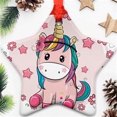 Cartoon Unicorn Fantasy Star Ornament (two Sides)